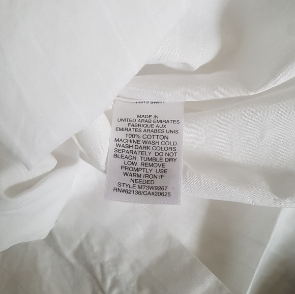 NWT GUESS Mens White Button Up Shirt with White on White Stripes - XL - Picture 5 of 6